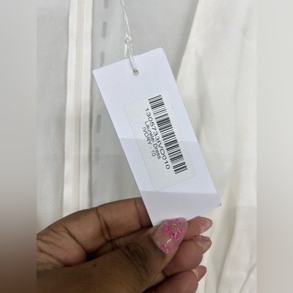 Reformation Ivory Lace Up Ruffle Sleeve Mini Dress Size 10 NWT - Picture 5 of 8